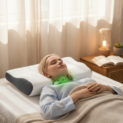 Derila Cervical Neck Pillow for Sleeping - Support Pillow for Back, Stomach, Side Sleeper Contour Memory Foam Pillows for Shoulder Relief, for Women 19.7" x 11.8" x 3.9"